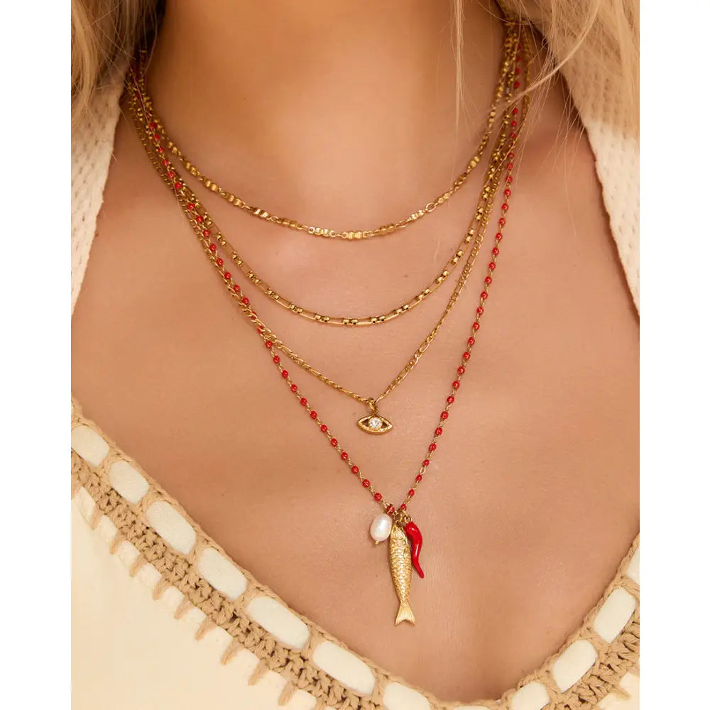 Golden Eye Gold Necklace - Necklaces