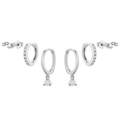 Grace Opal Earring Set - Silver - Earrings