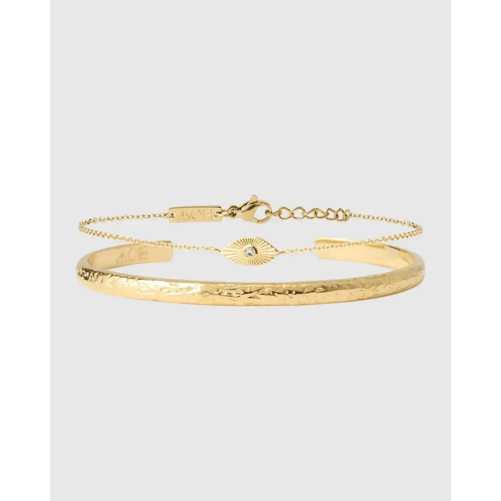 Guardian Angel Gold Bracelet Stack - Bracelets