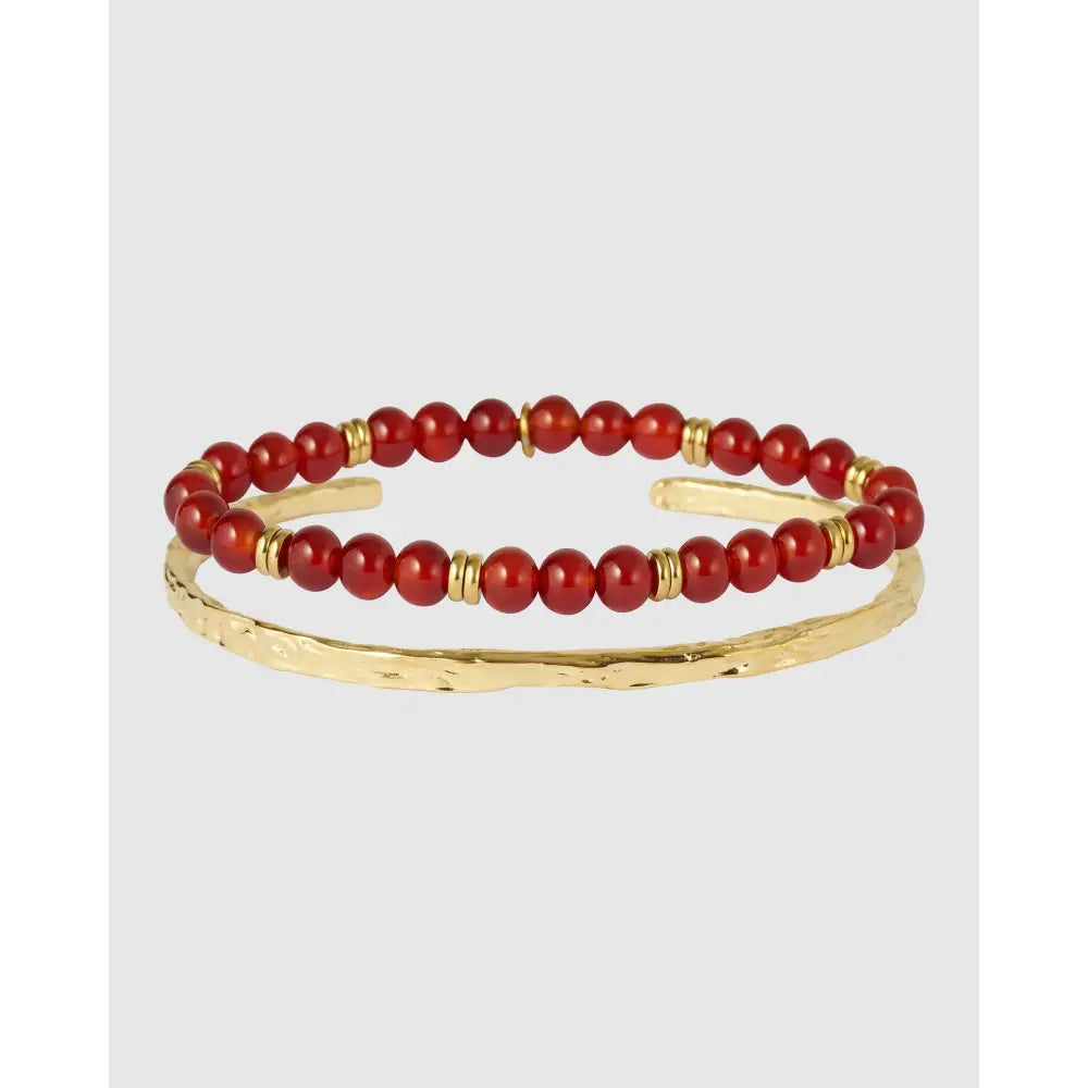Hallelujah Red Agate Bracelet Stack - Bracelets
