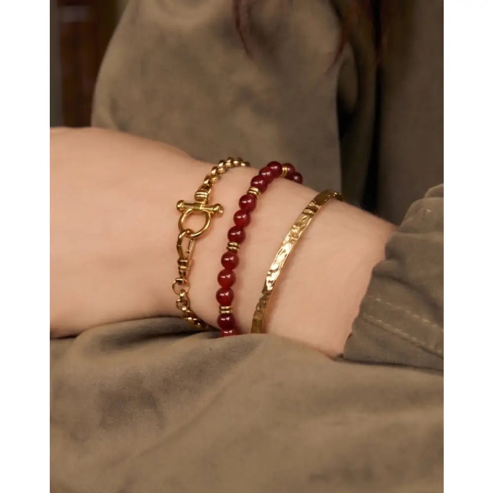 Hallelujah Red Agate Bracelet Stack - Bracelets