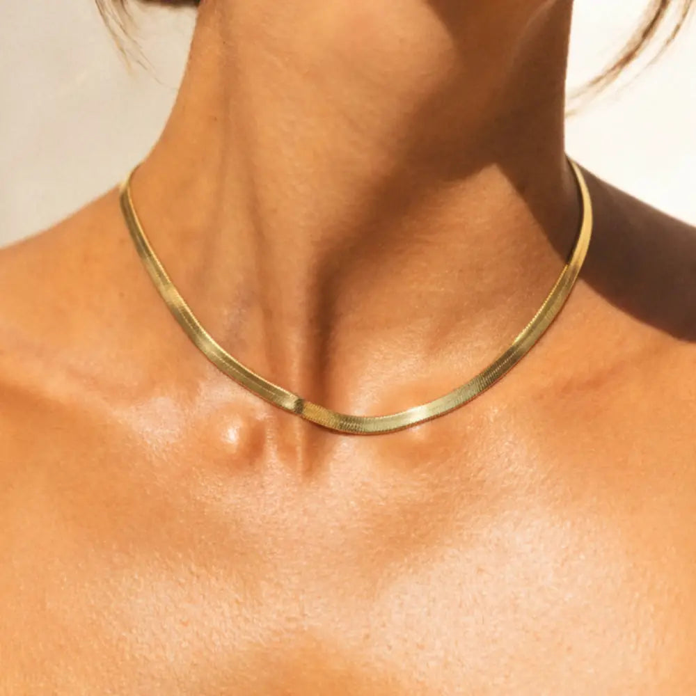 Herringbone Choker - 14K Gold - Necklaces