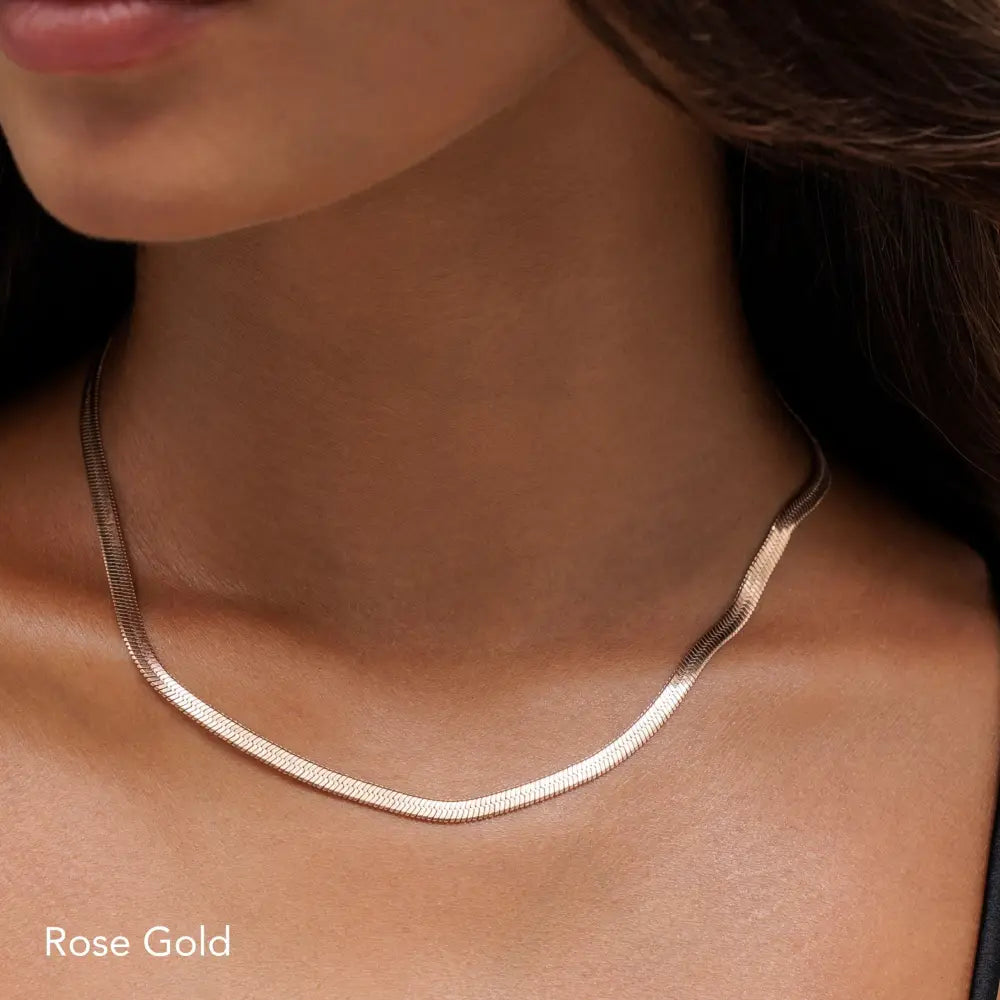 Herringbone Choker - Rose Gold - Necklaces
