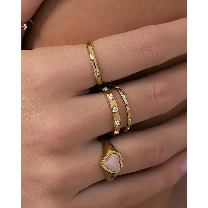 Inca Gold Stacking Ring with Stone - Rings
