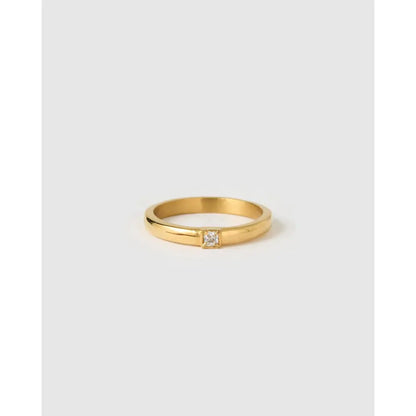 Inca Gold Stacking Ring with Stone - Gold / 5 - Rings