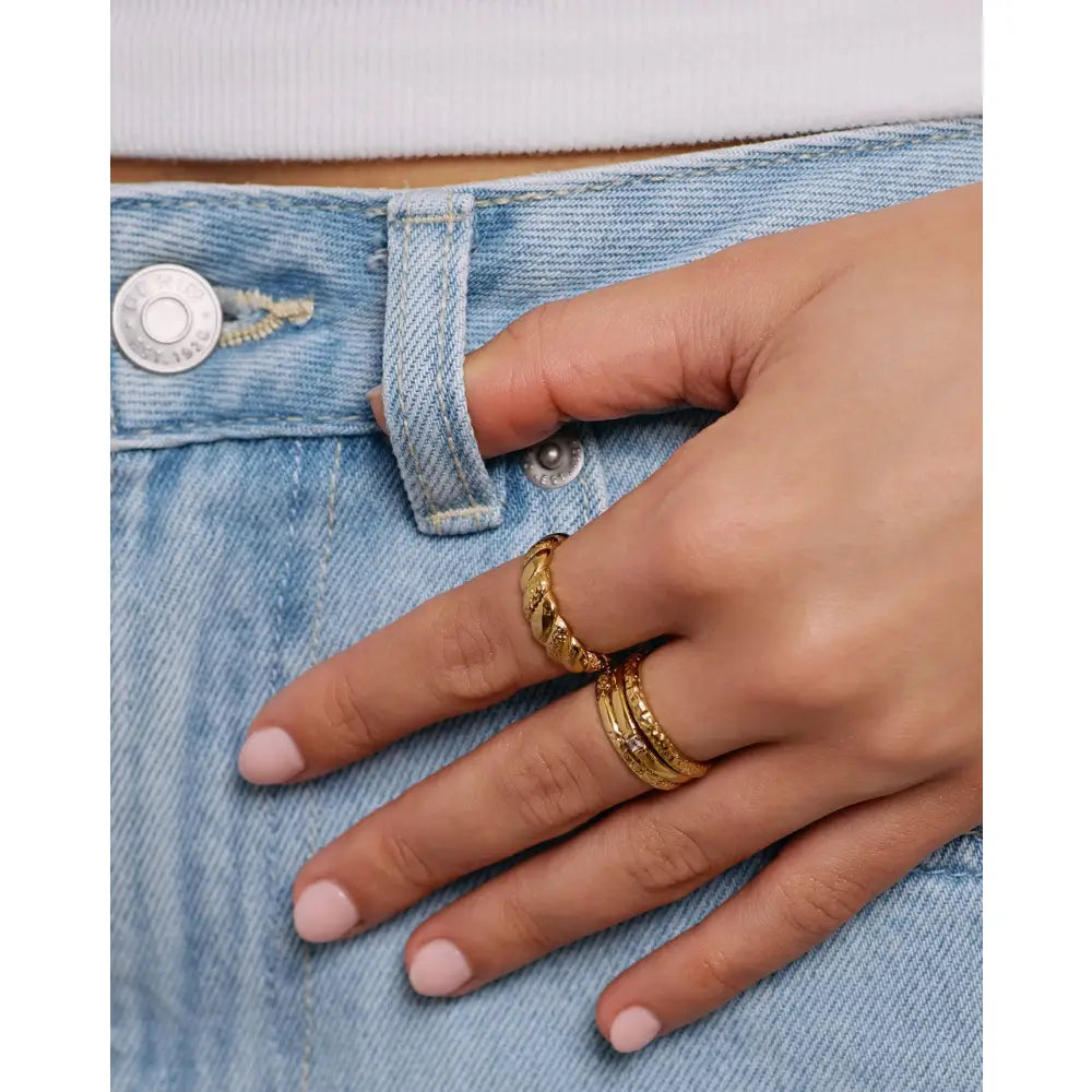 Inca Gold Stacking Ring with Stone - Rings