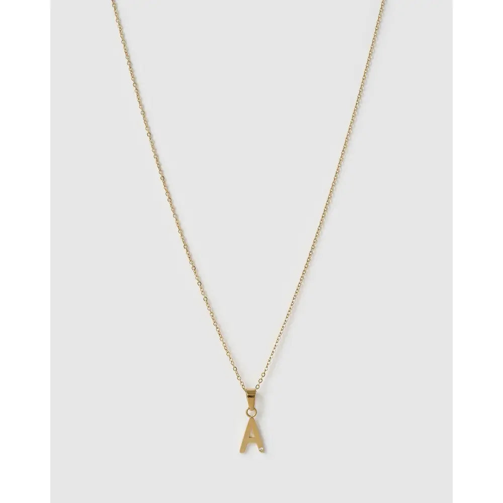 Initial Charm Necklace - A / Gold - Necklaces