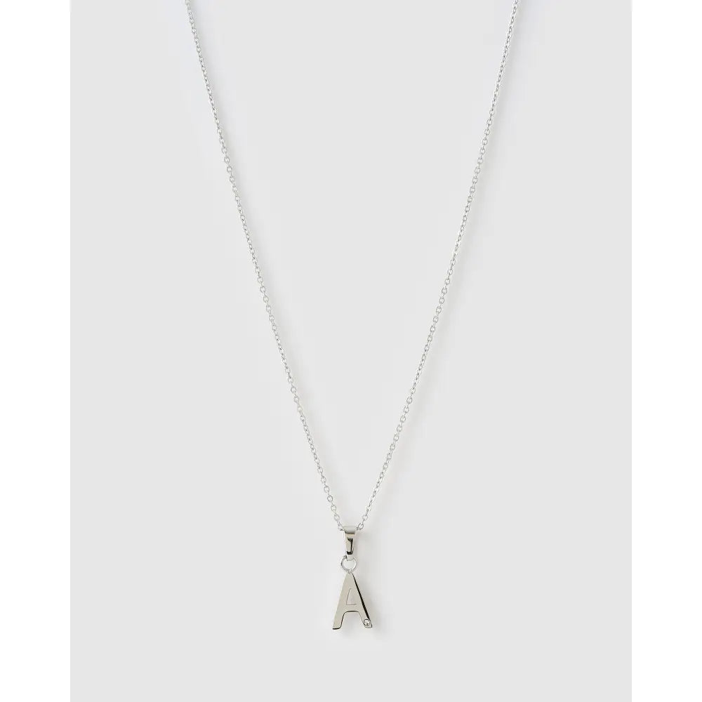 Initial Charm Necklace - A / Silver - Necklaces