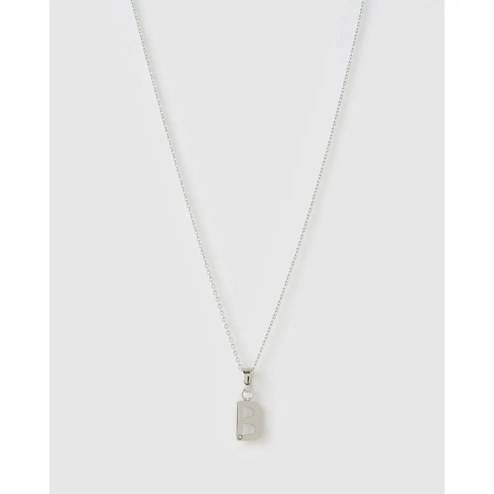 Initial Charm Necklace - B / Silver - Necklaces