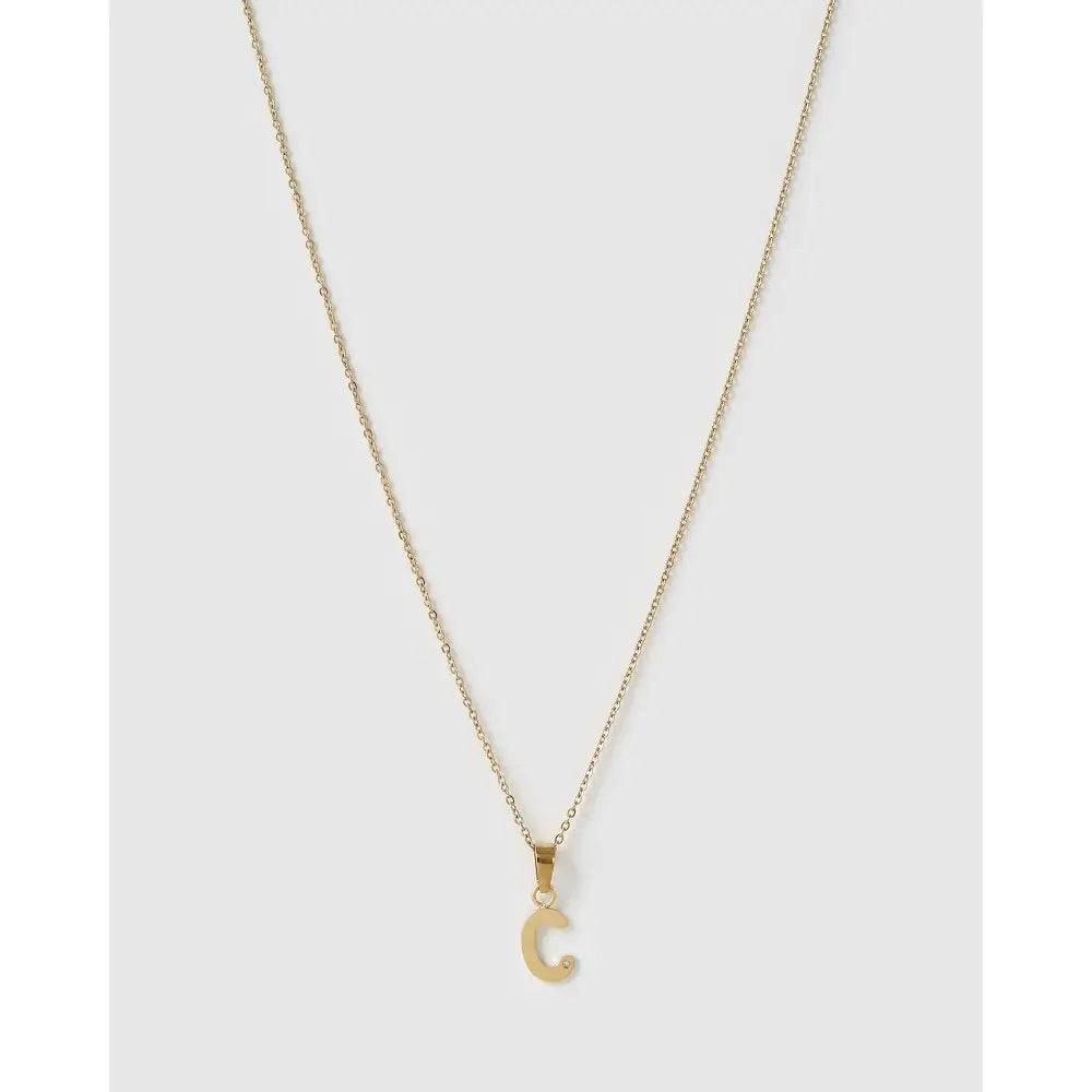 Initial Charm Necklace - C / Gold - Necklaces