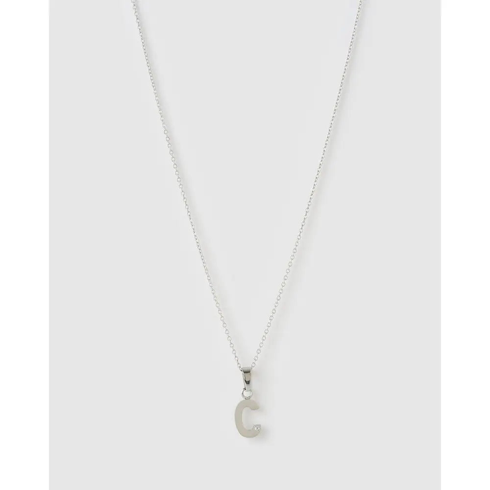 Initial Charm Necklace - C / Silver - Necklaces