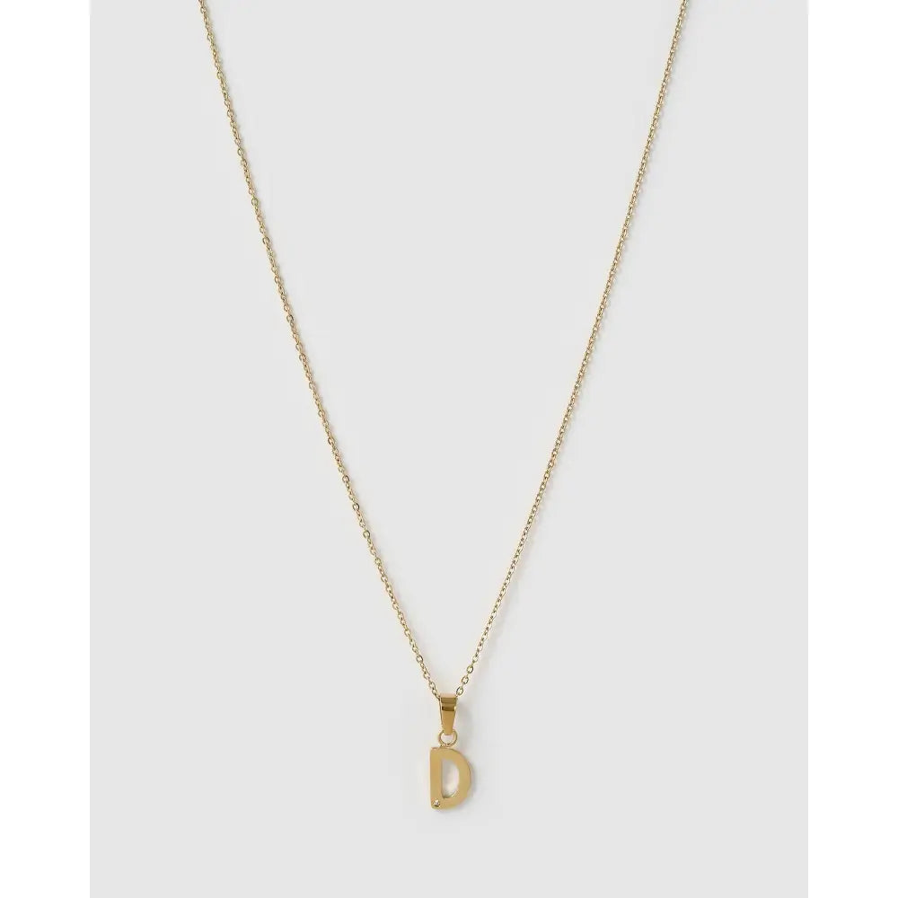 Initial Charm Necklace - D / Gold - Necklaces