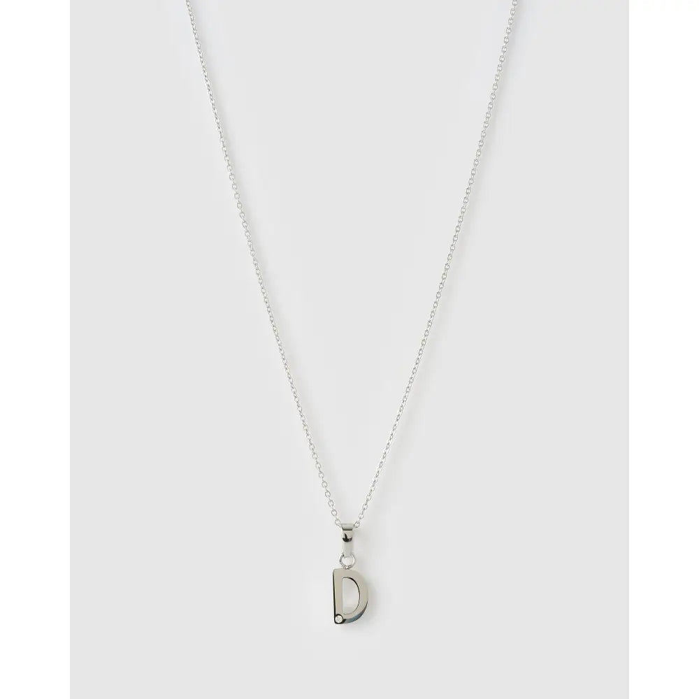 Initial Charm Necklace - D / Silver - Necklaces