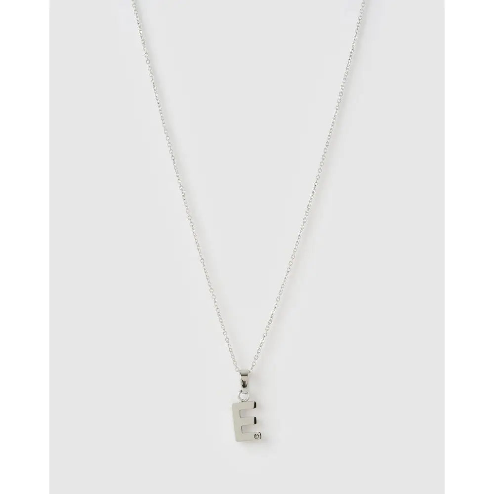 Initial Charm Necklace - E / Silver - Necklaces