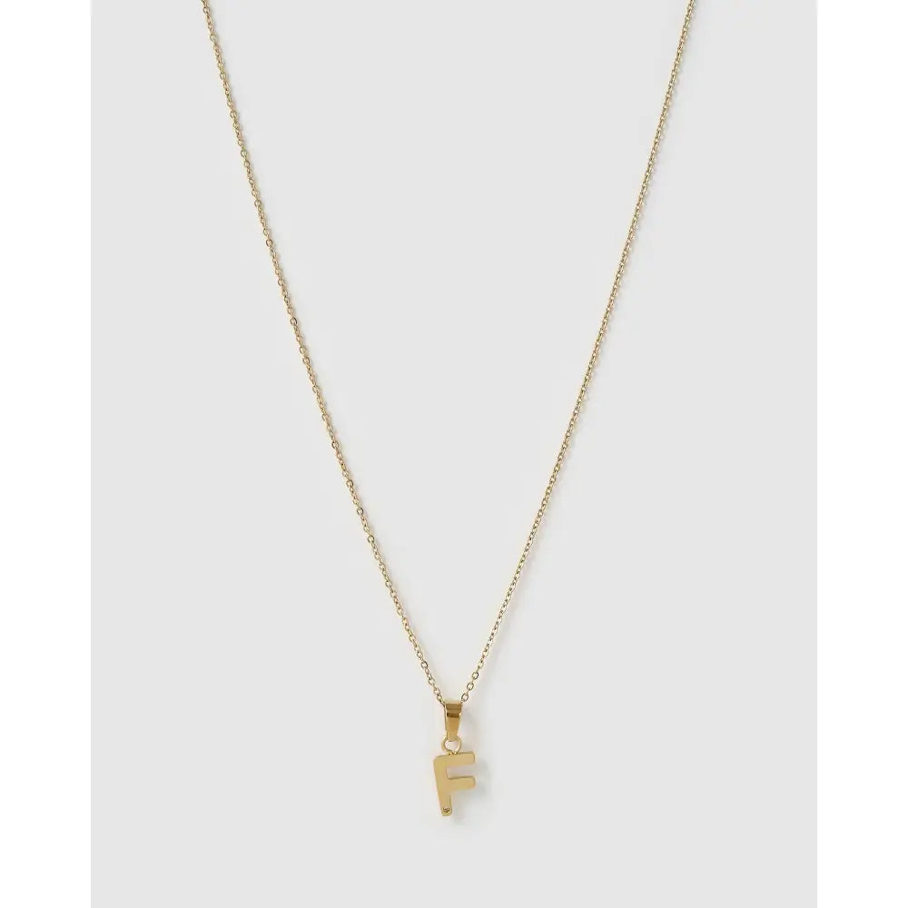 Initial Charm Necklace - F / Gold - Necklaces