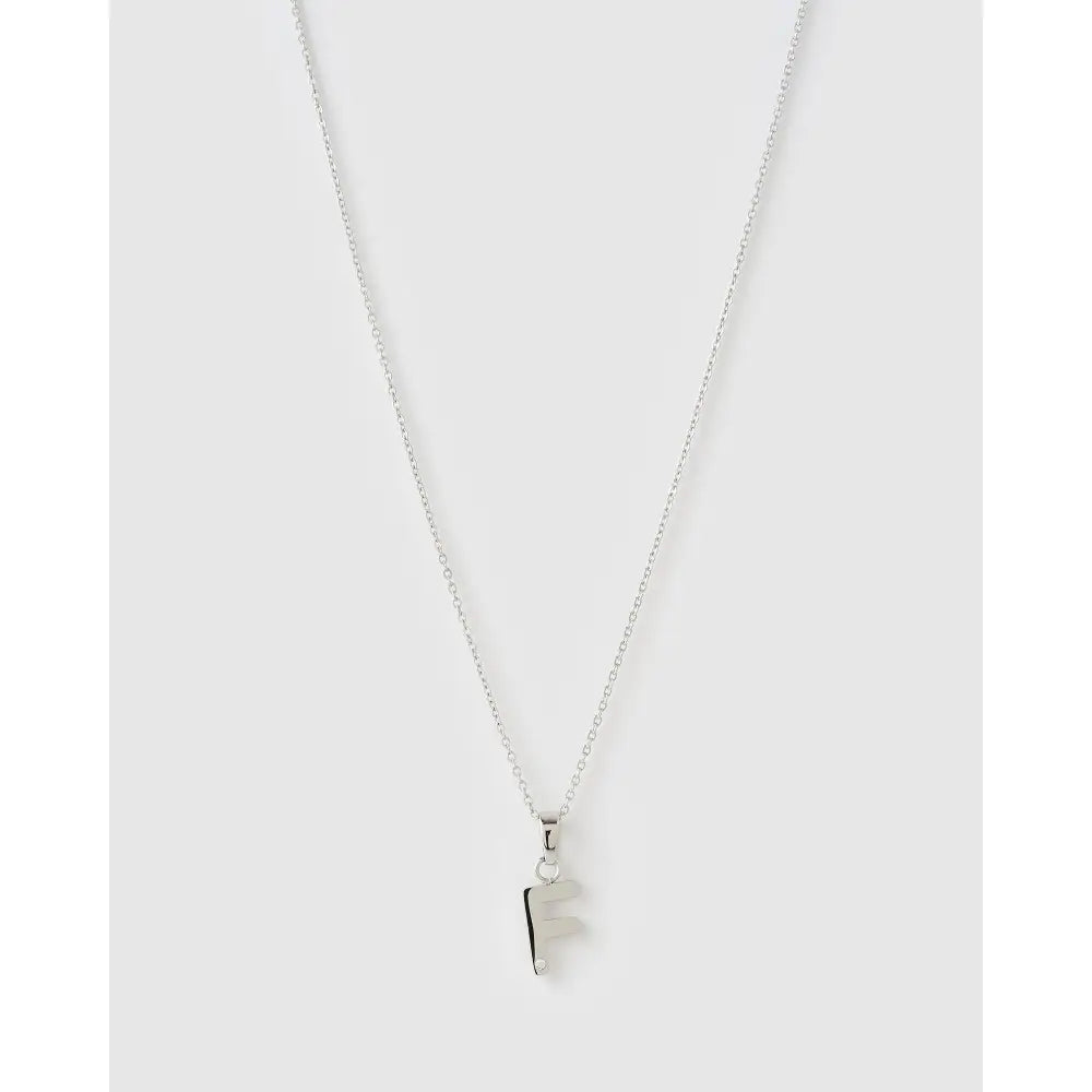 Initial Charm Necklace - F / Silver - Necklaces