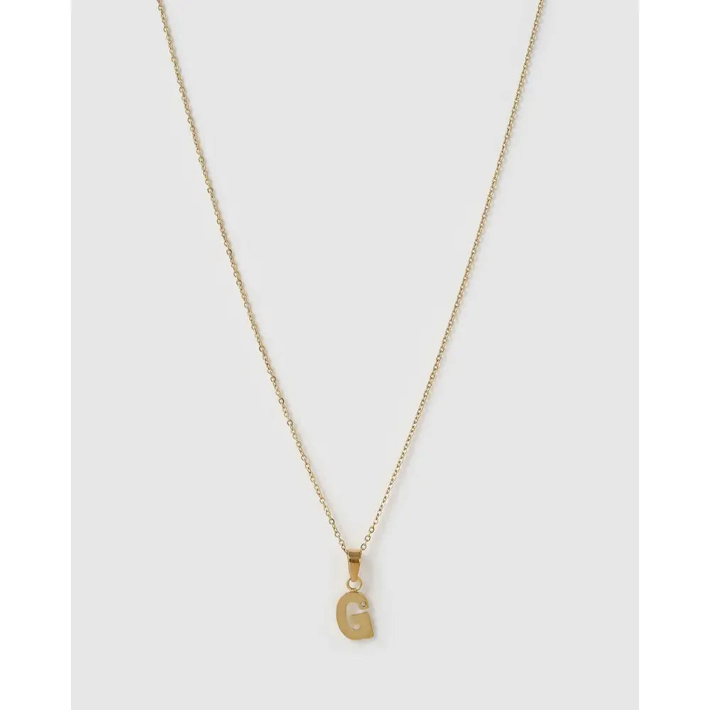 Initial Charm Necklace - G / Gold - Necklaces