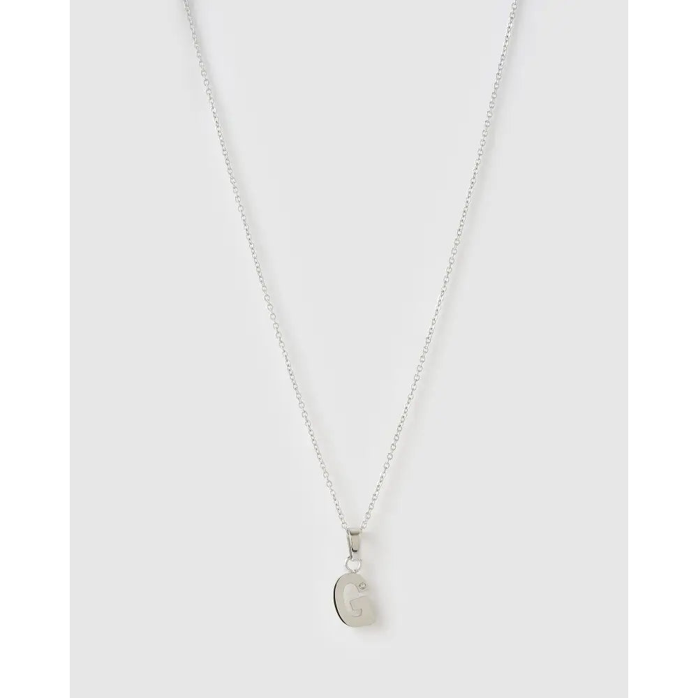 Initial Charm Necklace - G / Silver - Necklaces