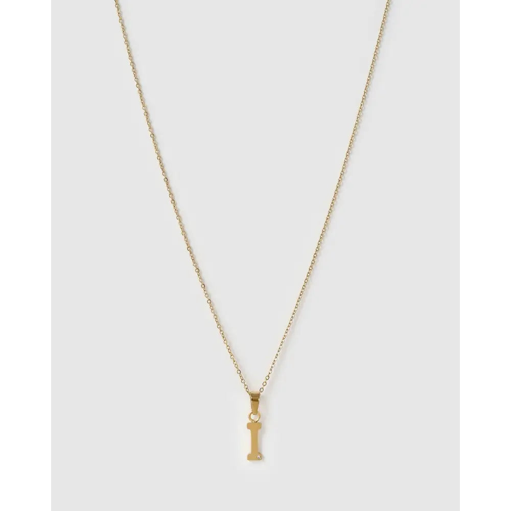 Initial Charm Necklace - I / Gold - Necklaces