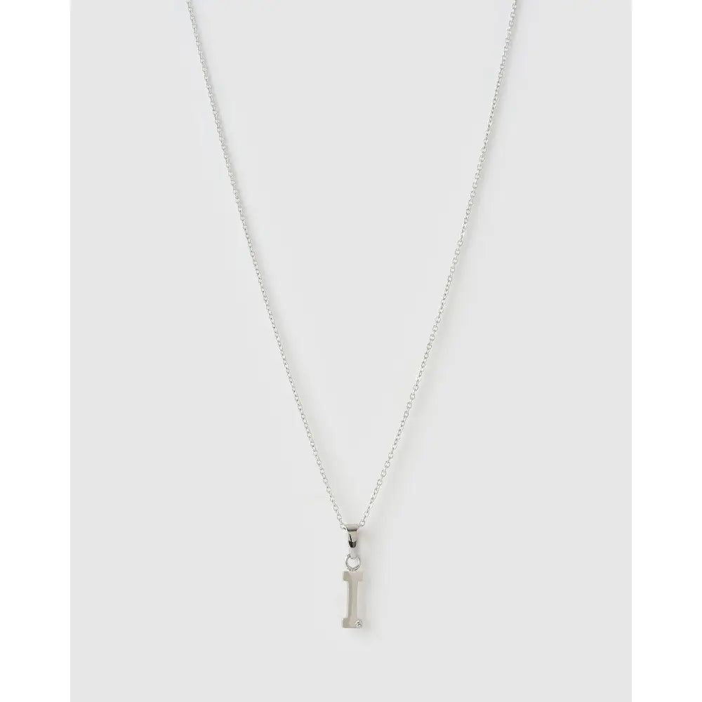 Initial Charm Necklace - I / Silver - Necklaces