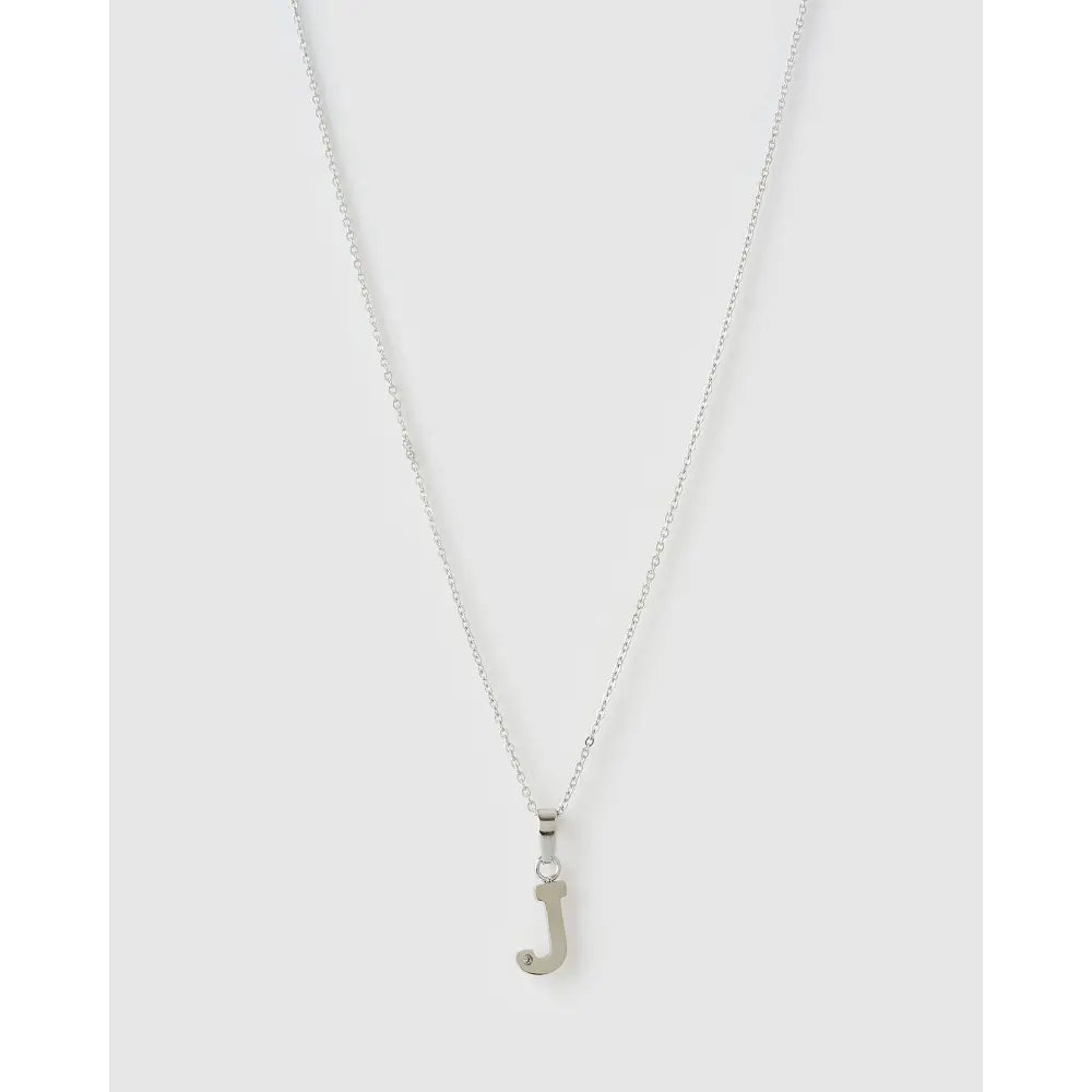 Initial Charm Necklace - J / Silver - Necklaces
