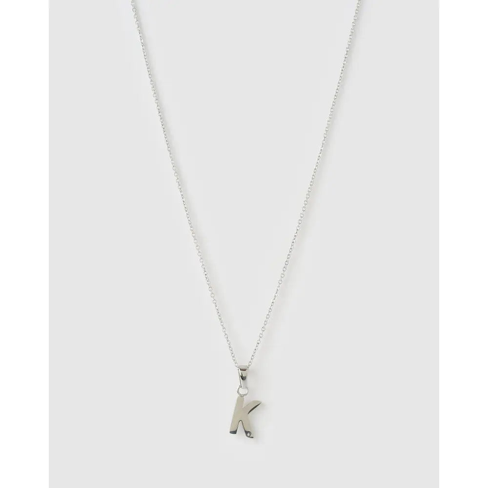 Initial Charm Necklace - K / Silver - Necklaces