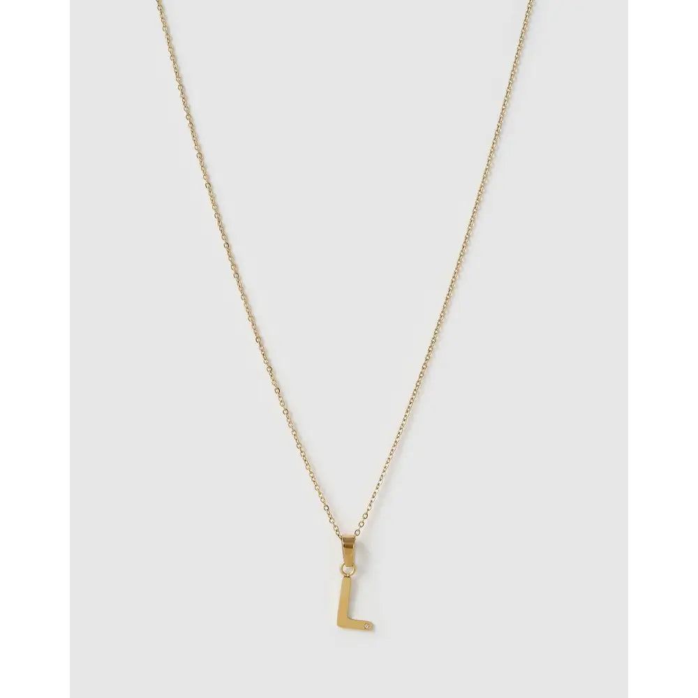 Initial Charm Necklace - L / Gold - Necklaces