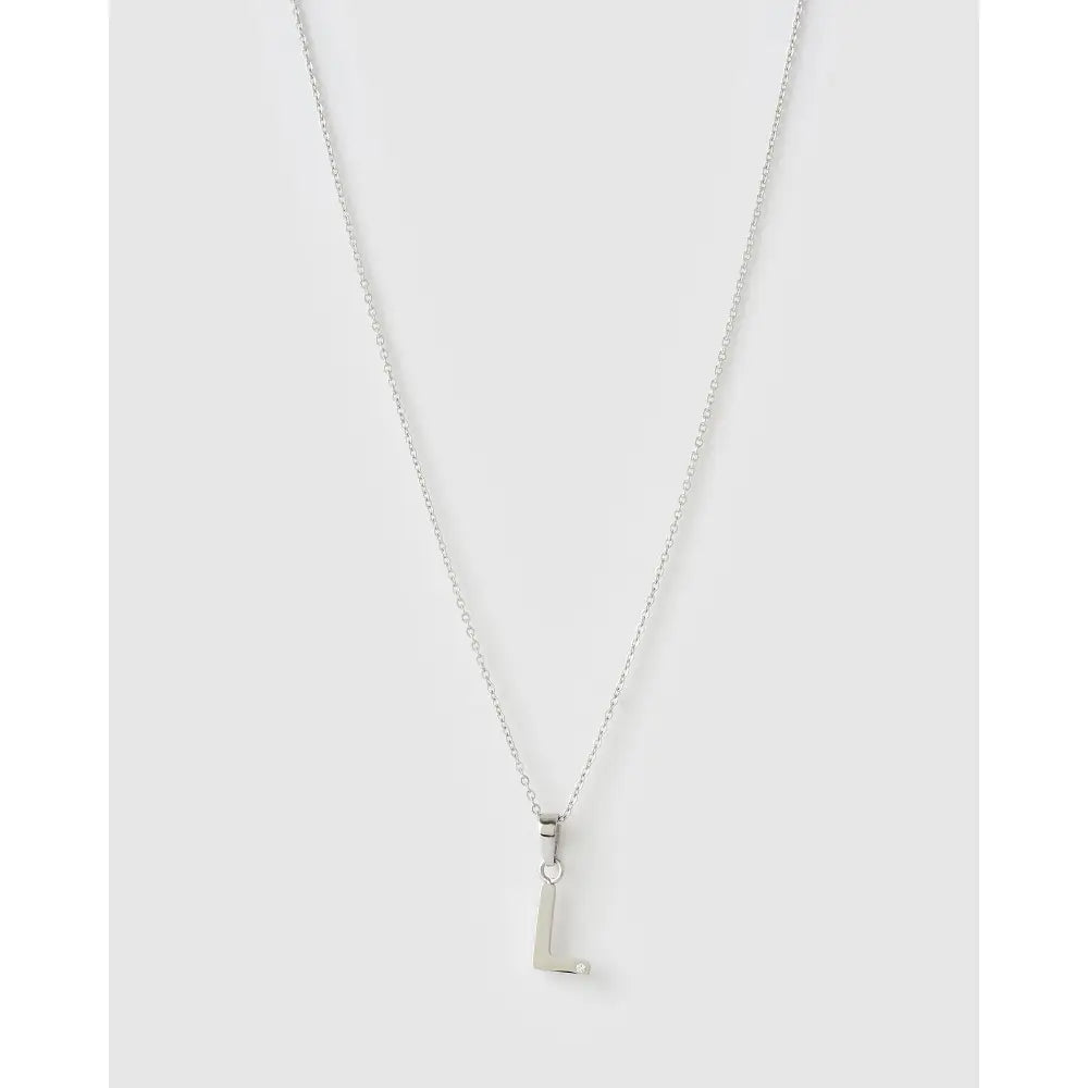 Initial Charm Necklace - L / Silver - Necklaces