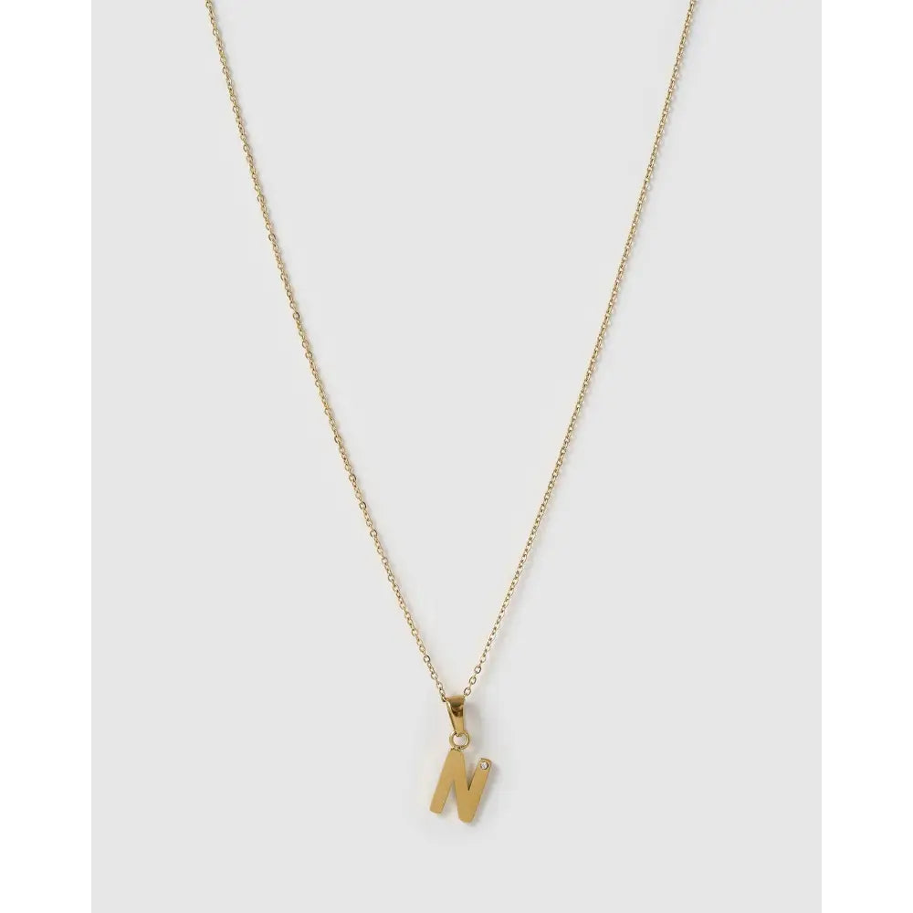Initial Charm Necklace - N / Gold - Necklaces