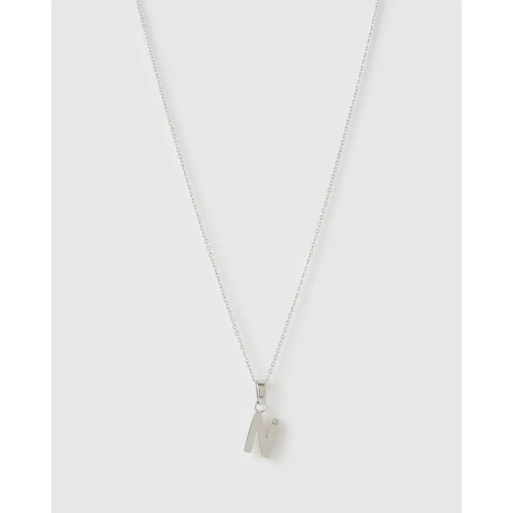 Initial Charm Necklace - N / Silver - Necklaces
