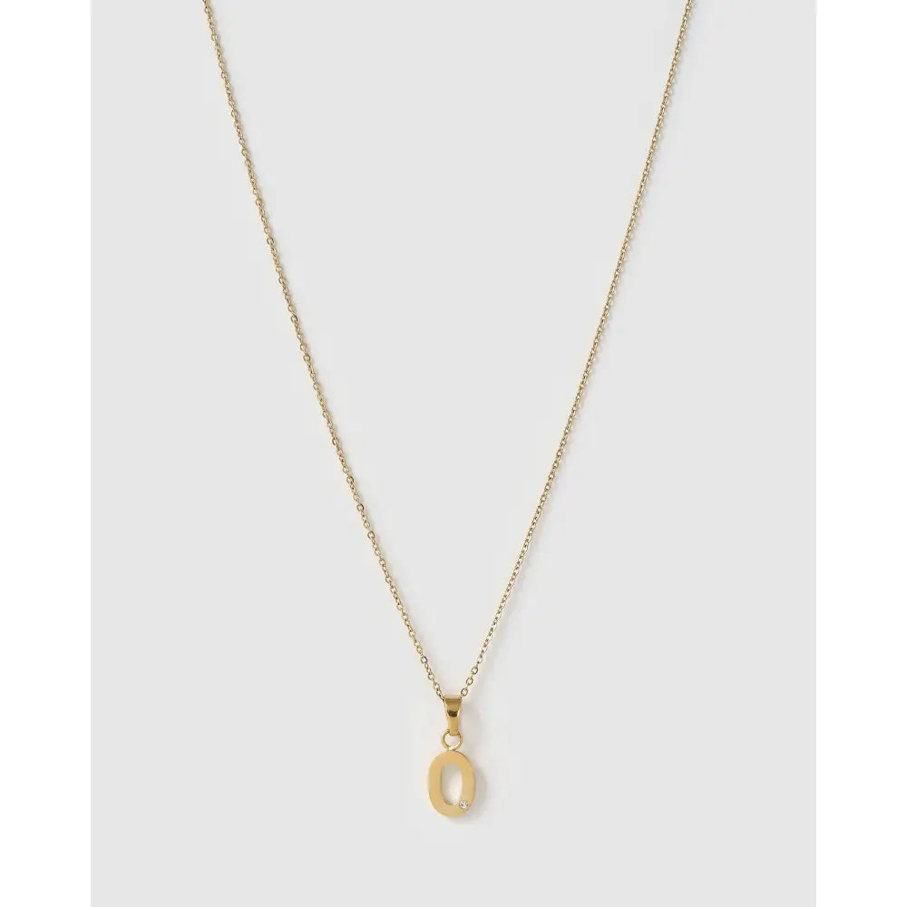 Initial Charm Necklace - O / Gold - Necklaces