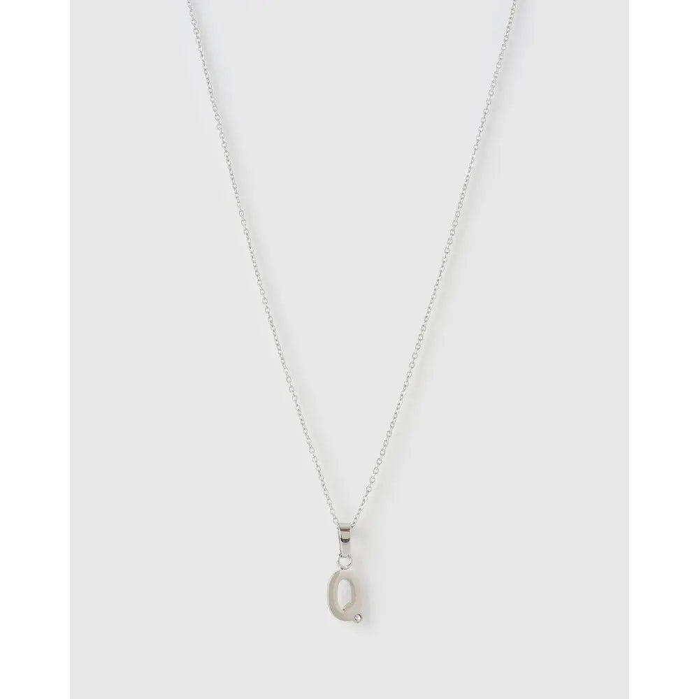 Initial Charm Necklace - Q / Silver - Necklaces