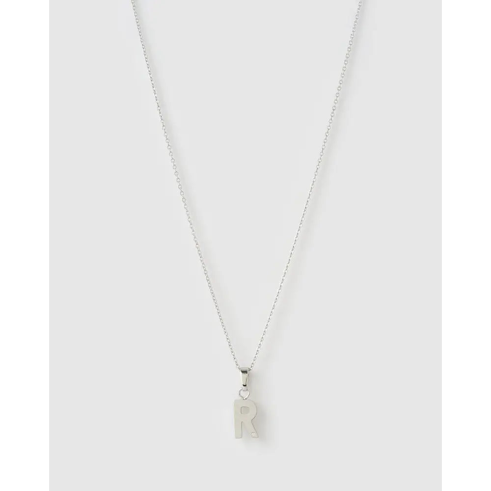 Initial Charm Necklace - R / Silver - Necklaces