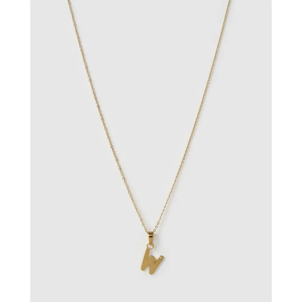 Initial Charm Necklace - W / Gold - Necklaces