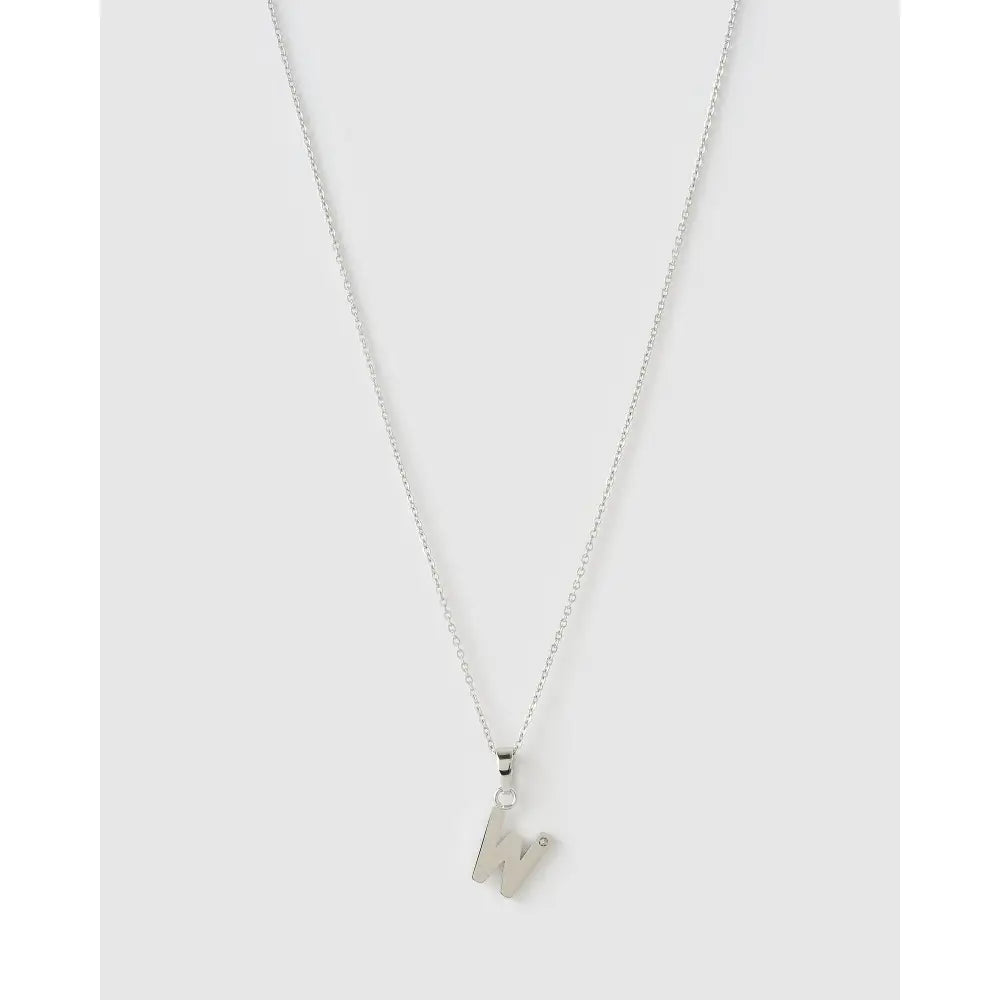 Initial Charm Necklace - W / Silver - Necklaces