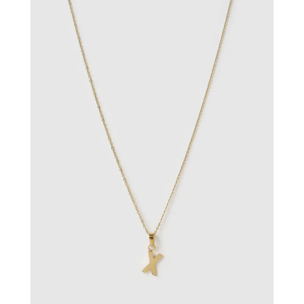 Initial Charm Necklace - X / Gold - Necklaces