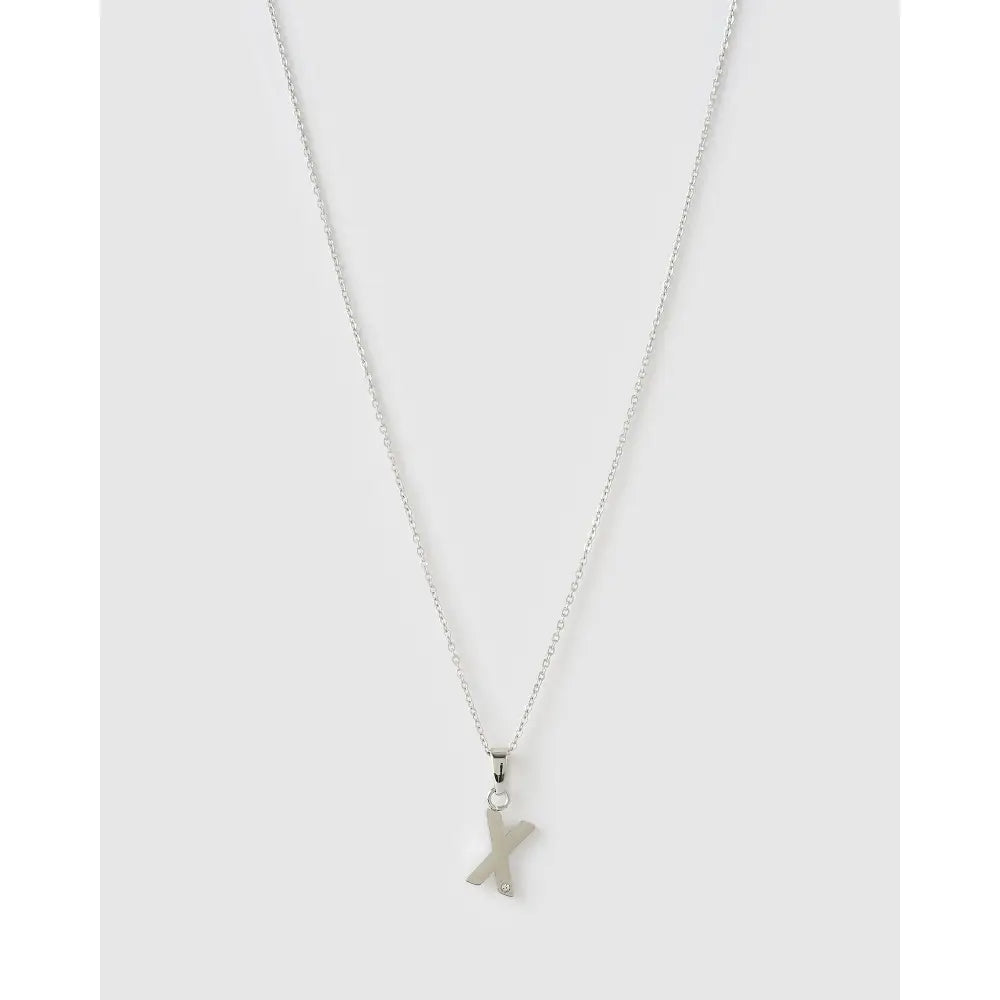 Initial Charm Necklace - X / Silver - Necklaces