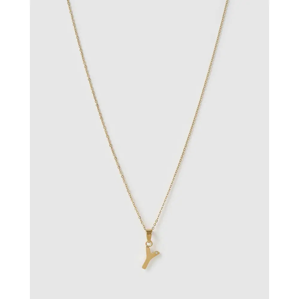 Initial Charm Necklace - Y / Gold - Necklaces