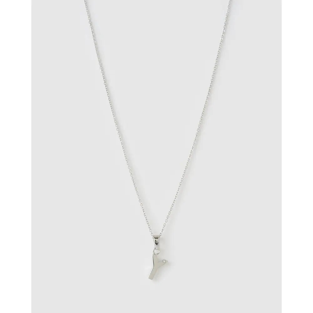Initial Charm Necklace - Y / Silver - Necklaces