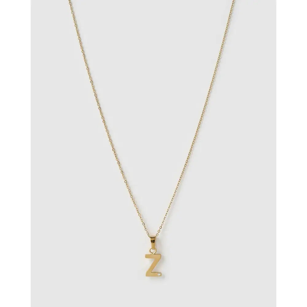Initial Charm Necklace - Z / Gold - Necklaces