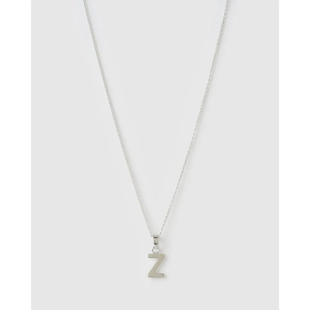 Initial Charm Necklace - Z / Silver - Necklaces
