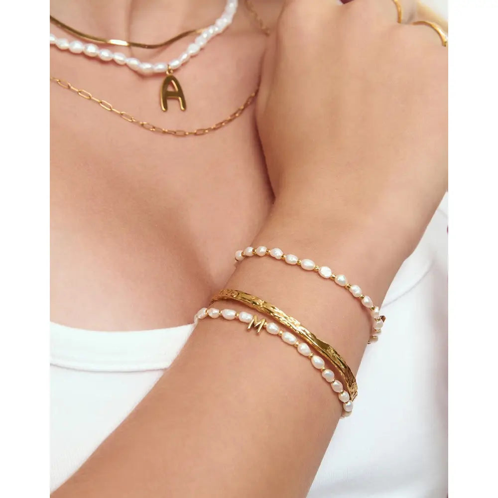 Initial Pearl Gold Bracelet - Bracelets