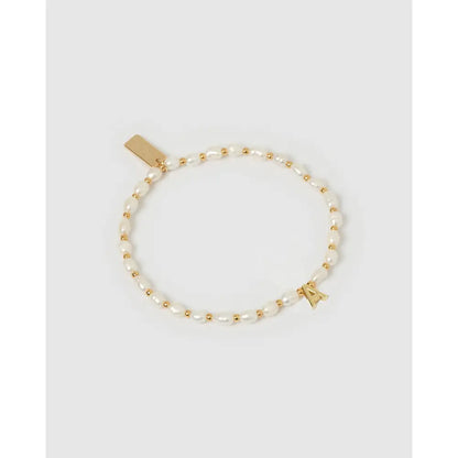 Initial Pearl Gold Bracelet - A - Bracelets