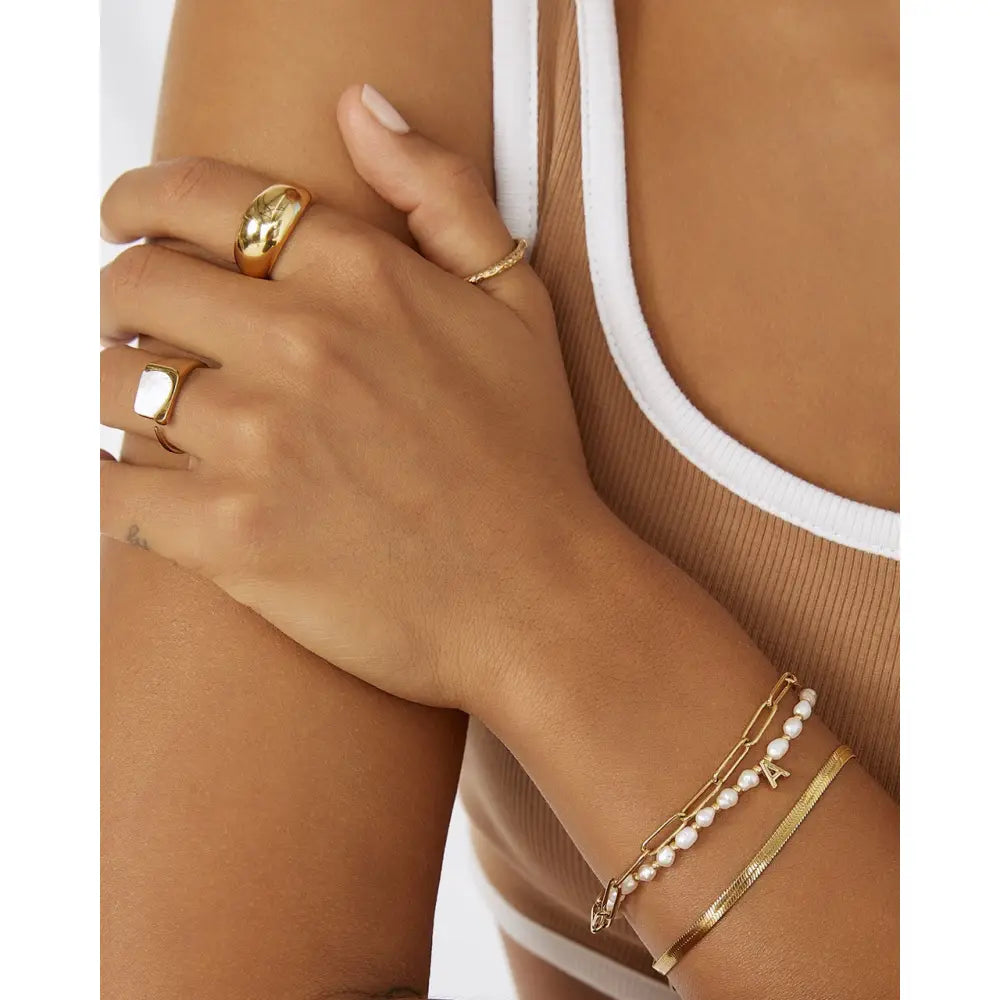 Initial Pearl Gold Bracelet - Bracelets