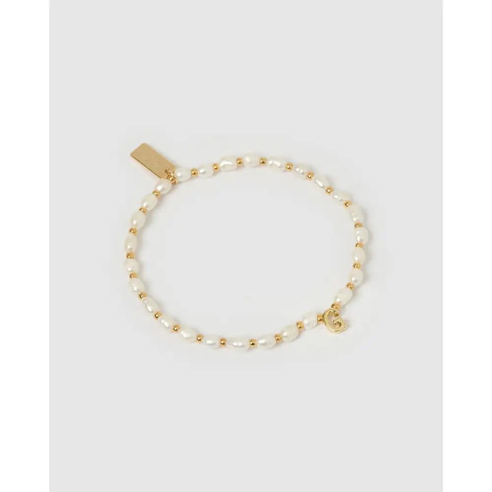 Initial Pearl Gold Bracelet - G - Bracelets