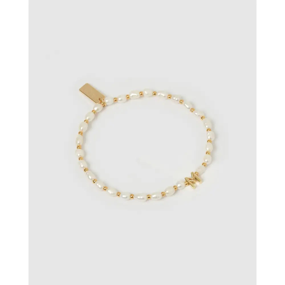 Initial Pearl Gold Bracelet - M - Bracelets