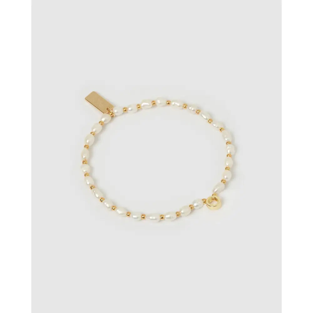 Initial Pearl Gold Bracelet - O - Bracelets