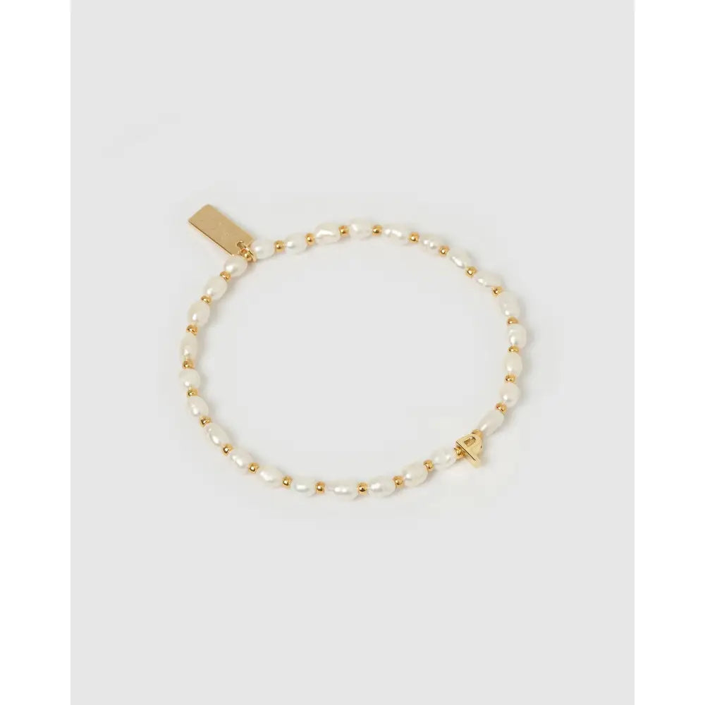 Initial Pearl Gold Bracelet - P - Bracelets
