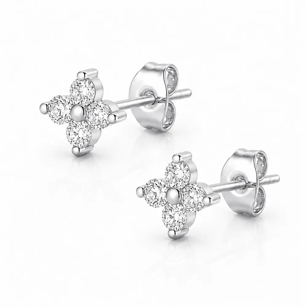 Iris Stud Earrings - Silver - Earrings