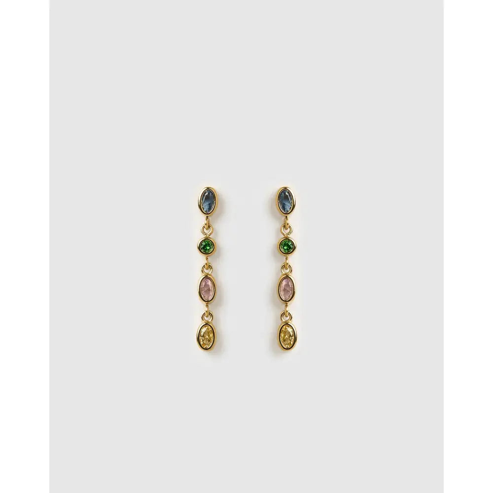 Isadora Gold Drop Earrings - Multi Blue - Earrings